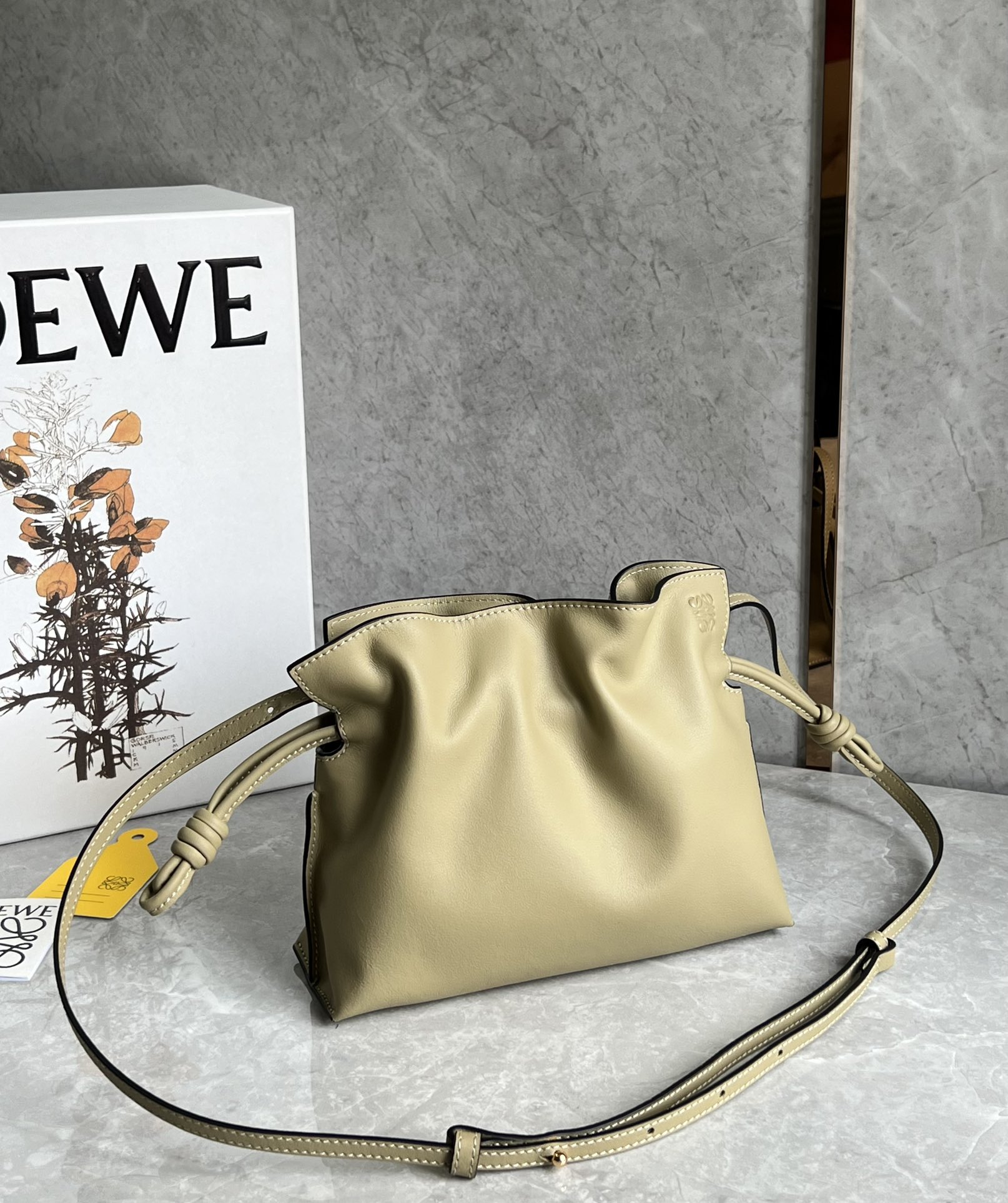 Loewe Mini Flamenco clutch in nappa calfskin Clay Green